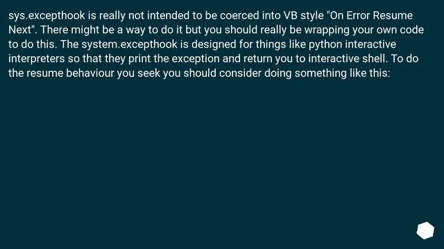 sys.excepthook behaviour in python смотреть онлайн