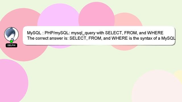 MySQL : PHP/mySQL: mysql_query with SELECT, FROM, and WHERE смотреть онлайн