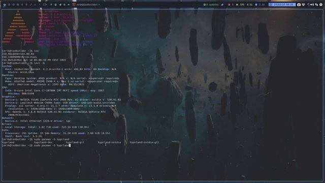 ArcoLinux : 3402 Hyprland - Nvidia GeForce RTX 2060 - nvidia-dkms - install hyprland-nvidia-git смотреть онлайн