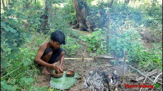 Primitive Technology - Eating Delicious - Cooking Fish Recipe In Wild