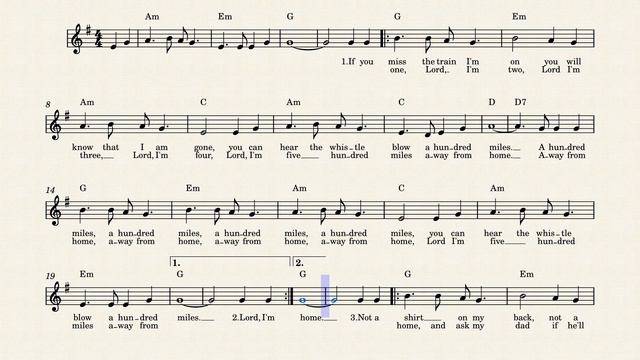 Five Hundred Miles (Key of G with Chords) смотреть онлайн