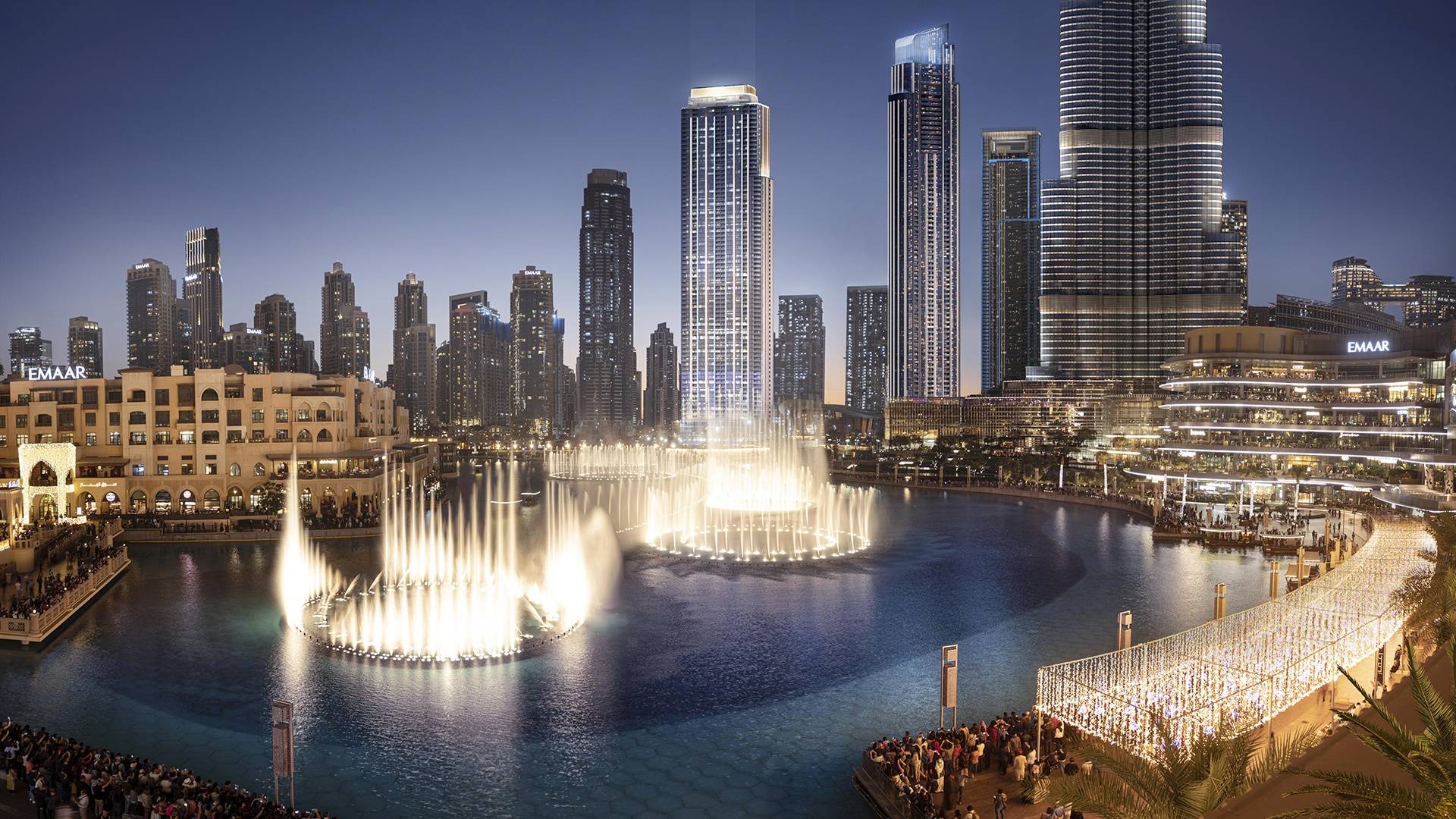 Dubai Fountain show by Celine Dion & Andrea Bocelli. June 2024 смотреть онлайн