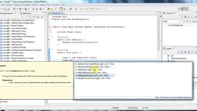 Timers Using the Swing Timer Class смотреть онлайн