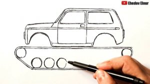 Как нарисовать Ниву на Гусеницах