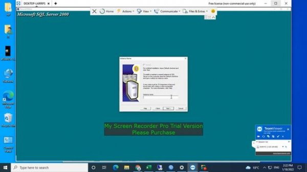 Sql 2000 in window 10 Installation for Client