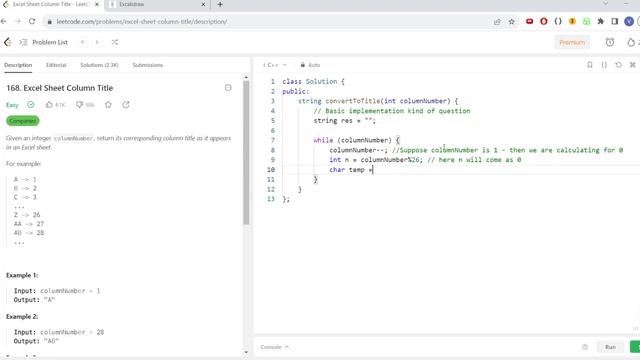 Solving Leetcode Daily Challenge 168. Excel Sheet Column Title смотреть онлайн