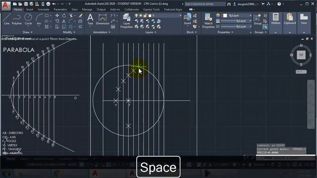 Parabola - General or Eccentricity Method in AutoCAD | Engineering Graphics смотреть онлайн