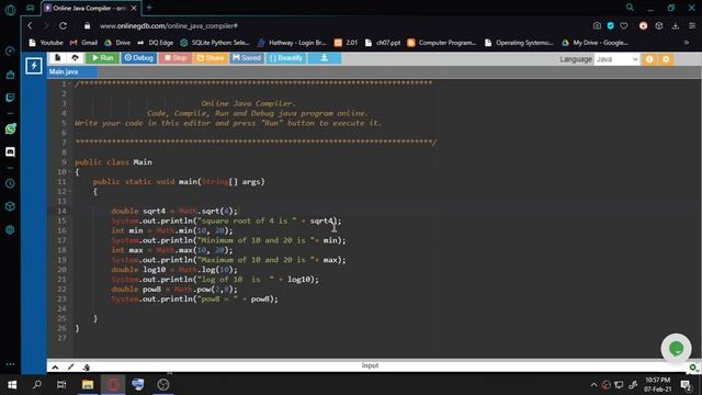 Java program to calculate few math function смотреть онлайн