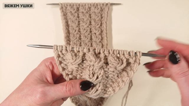 ЗИМНЯЯ ШАПКА С ДЛИННЫМИ УШКАМИ / Подробный МК по вязанию женской шапки спицами