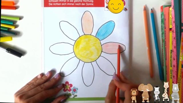 Coloring the chamomile | Рисуем ромашку | Kamille färben смотреть онлайн