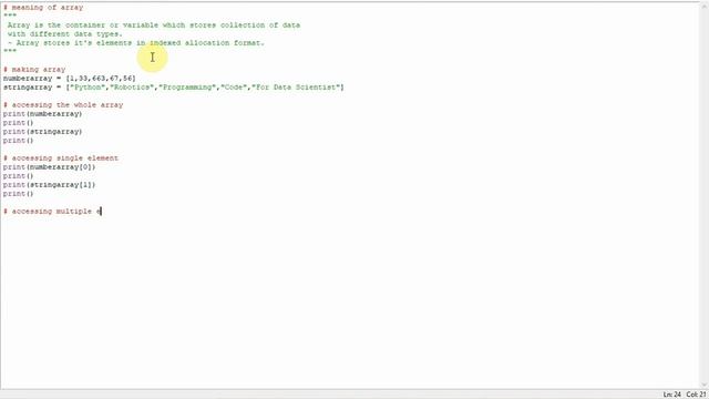 Array program in python : Python Tutorial смотреть онлайн