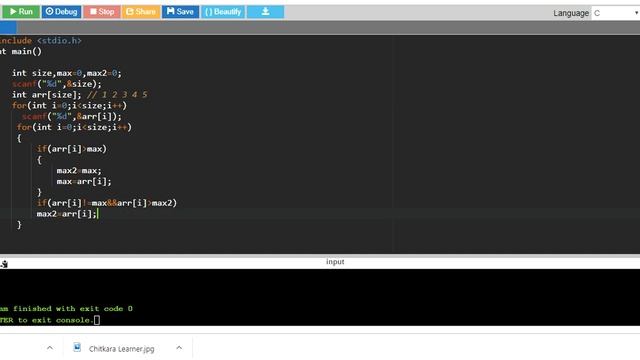 PROGRAM TO FIND SECOND LARGEST ELEMENT IN ARRAY IN C смотреть онлайн