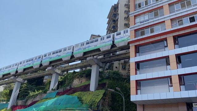 Chongqing BRT- Light Railway Transit -Line 2- Liziba Station смотреть онлайн