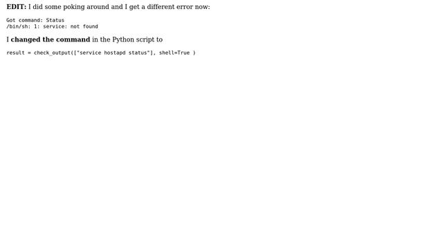 Python script cannot use check_output when used through cron at reboot смотреть онлайн