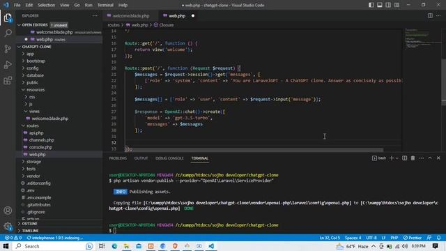 Build a ChatGPT clone using the new OpenAI Chat API || Laravel 10 || Tutorial смотреть онлайн