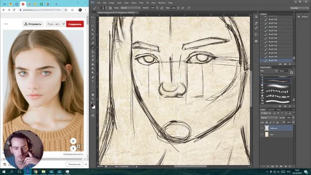 #DITdrawing 2,5 Face sketch | Как нарисовать лицо девушки? смотреть онлайн