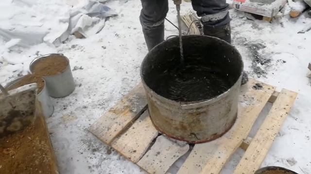 Приготовление черного кладочного раствора зимой. Черный пигмент оксид железа КНР. смотреть онлайн
