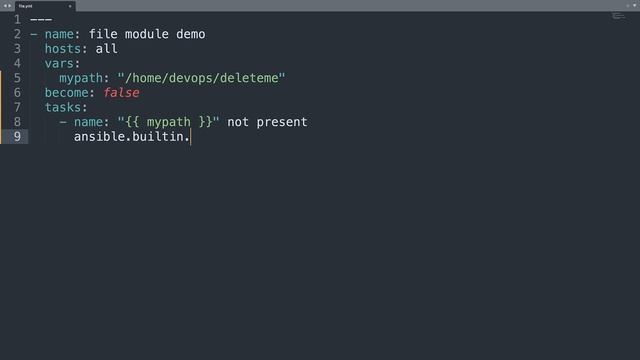 Delete file or directory - Ansible module file смотреть онлайн