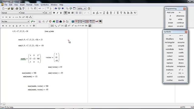 MathCAD Max and Min Functions Basic смотреть онлайн
