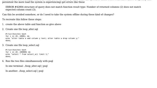 Databases: PostgreSQL: Add or drop column under load give wrong number of columns errors смотреть онлайн