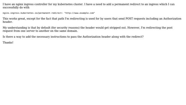How to keep Authentication header with redirect using NGINX ingress annotations? смотреть онлайн
