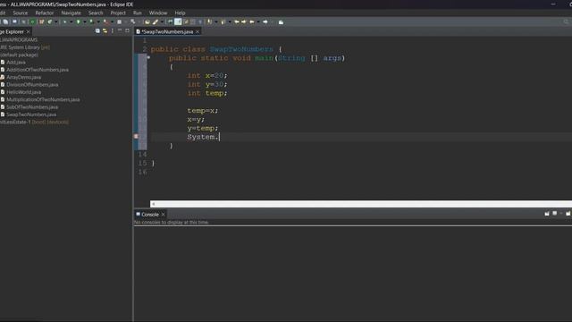 Swapping of two numbers in java. смотреть онлайн