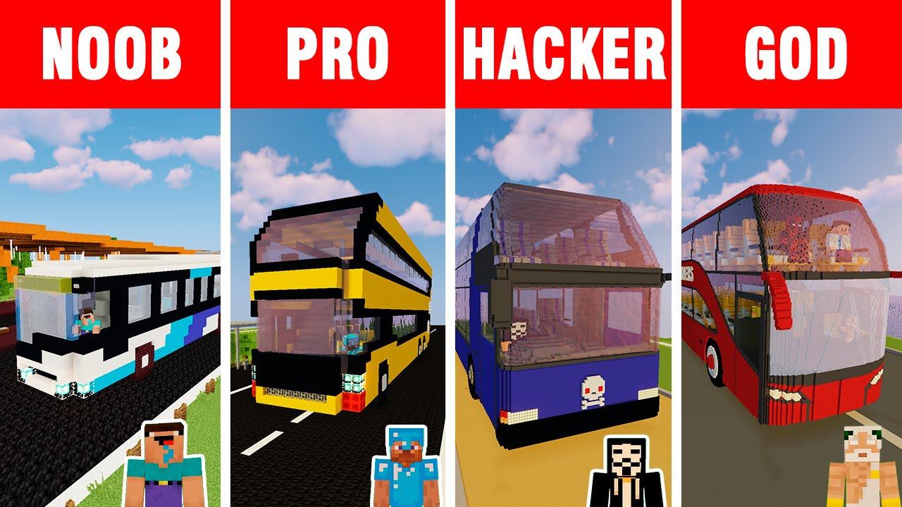 Minecraft NOOB vs PRO vs HACKER vs GOD: BUS BUILD CHALLENGE in Minecraft / Animation смотреть онлайн