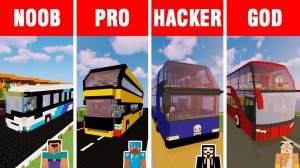 Minecraft NOOB vs PRO vs HACKER vs GOD: BUS BUILD CHALLENGE in Minecraft / Animation