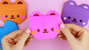 Подарок учителю, другу, подруге! Оригами Медведь и Котик из бумаги! Бумажный конверт!