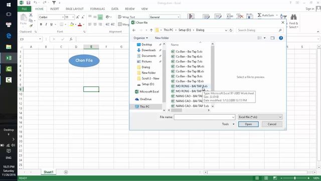 Excel VBA - Open Windows Explorer and Select File (Mở Folder để chọn files) смотреть онлайн