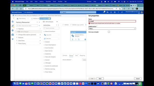 Azure Data Factory Converting CSV File type into Parquet File смотреть онлайн