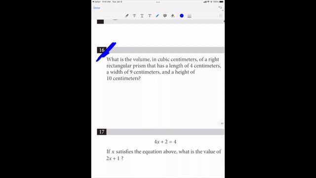 College Board SAT TEST 9 — MATH NO CALCULATOR Question #16 (Solids + Volumes) смотреть онлайн