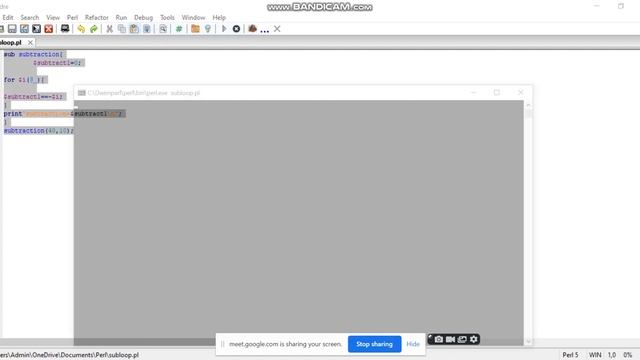 sobroutine to perform subtraction in Padre perl смотреть онлайн