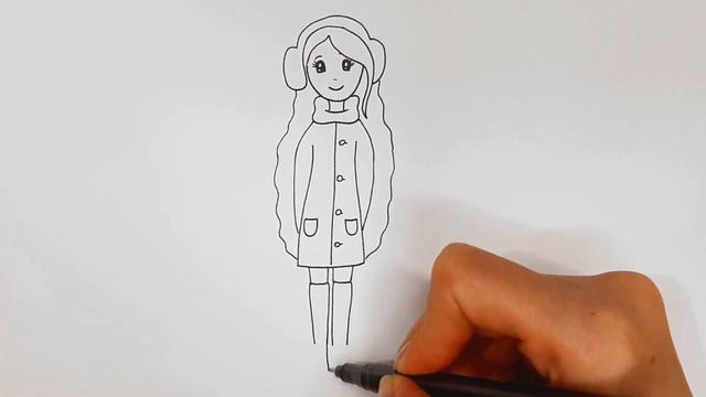 Рисуем ДЕВОЧКУ В ЗИМНЕЙ ОДЕЖДЕ/1242/We draw A GIRL IN WINTER CLOTHES смотреть онлайн