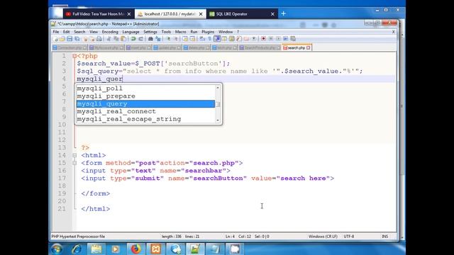 PHP tutorials -9- Search records in MYSQL phpmyadmin database using search bar PHP 2018 смотреть онлайн