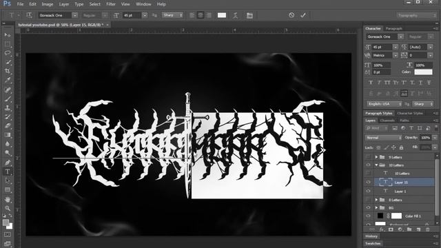 Black Metal logo using ''GOREZACK'' font in Photoshop смотреть онлайн