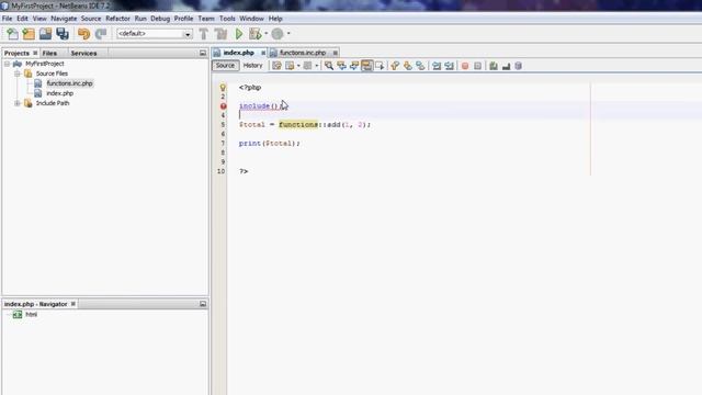 NetBeans PHP Tutorial - Functions, methods, includes and classes #5 смотреть онлайн