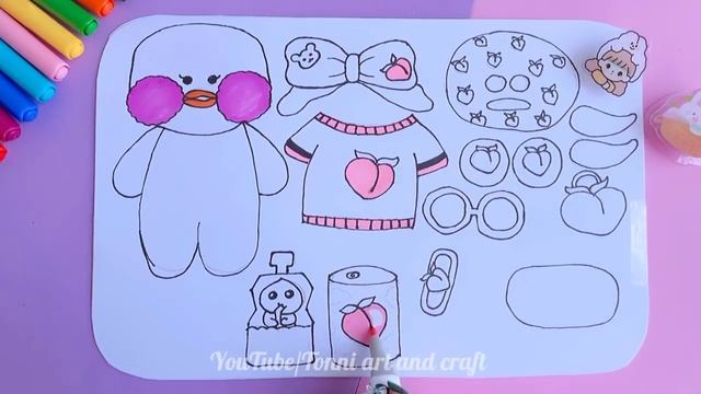 (2nd part) DIY Lalafanfan PAPER DUCK /How to draw a duck Lalafafan and clothes / Tonni art and craf смотреть онлайн