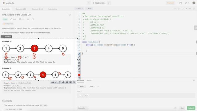 Leetcode 876 Middle of the Linked List (Java) смотреть онлайн