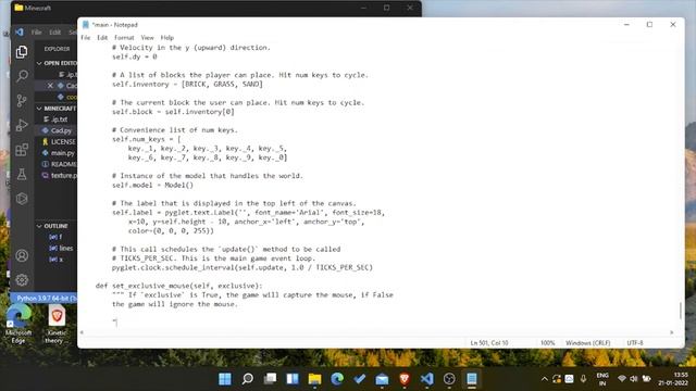 Creating a Minecraft clone with Python under 1 hr!!?? || Pyglet || Notepad || insane typing speed ? смотреть онлайн