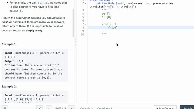 LEETCODE 210 COURSE SCHEDULE II PYTHON | DFS amazon interview question смотреть онлайн
