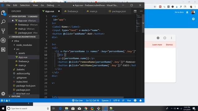 Build a CRUD Application with Vue.js and Firebase (Part-8) Editing the Name смотреть онлайн