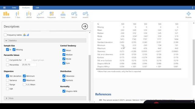 Normality, Skewness, Kurtosis, & Shapiro-Wilk normality test in Jamovi free software смотреть онлайн