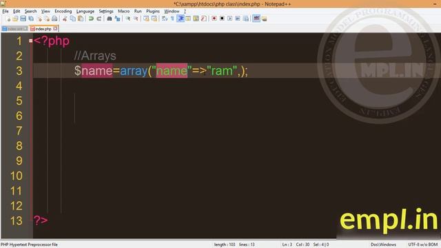 php tutorial core PHP in hindi Part 7 Arrays смотреть онлайн