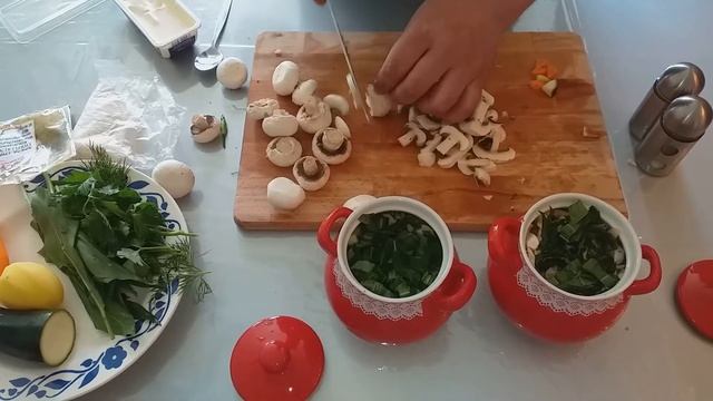 грибной горшочек с ветчиной