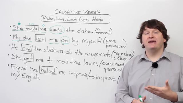English Grammar: Causative Verbs: Make, Have, Let, Get, Help смотреть онлайн