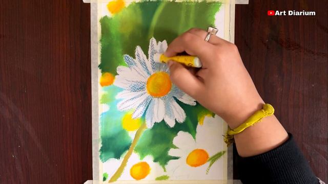 Easy! Daisy Flower Drawing for Oil Pastel Lovers- Step by Step смотреть онлайн