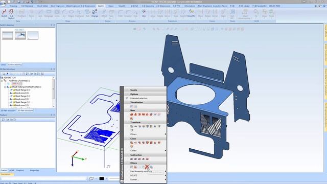 Adding a sketch to a sheet metal part in HiCAD 2015 смотреть онлайн