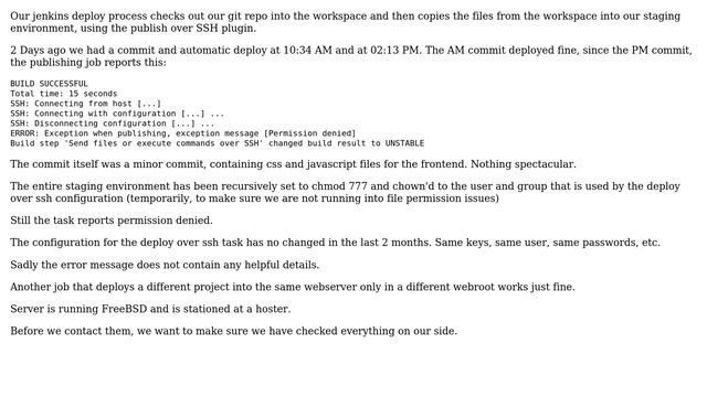 Jenkins - Publish Over SSH - UNSTABLE - Permission denied смотреть онлайн
