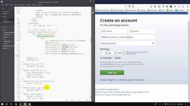 CSS / CSS3 [#45] Project 1.6 - Facebook Log In Page Design [Footer Section] смотреть онлайн